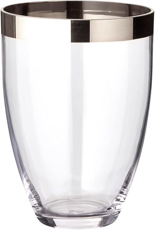 Vase Charlotte hjd. 20 cm glas m/ sølvkant