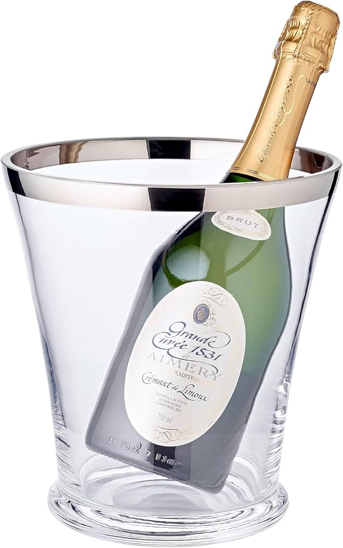 Vinkøler glas med sølvkant hjd. 22 cm Ø 19,5 cm