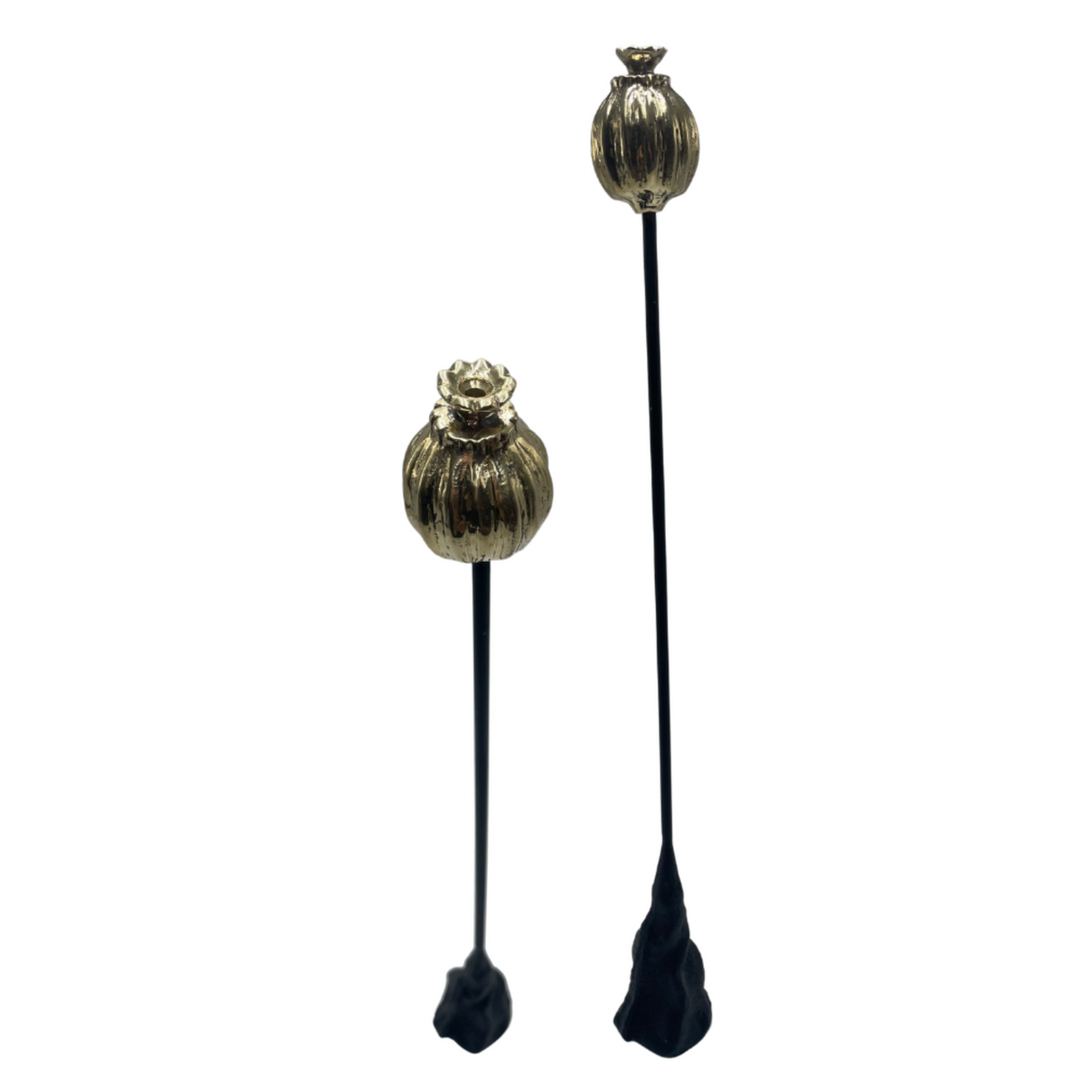 Vase Poppy sort/messing
