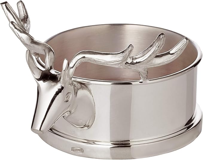 Vinbakke m/ hjort Ø 10 cm. - sølvplet.