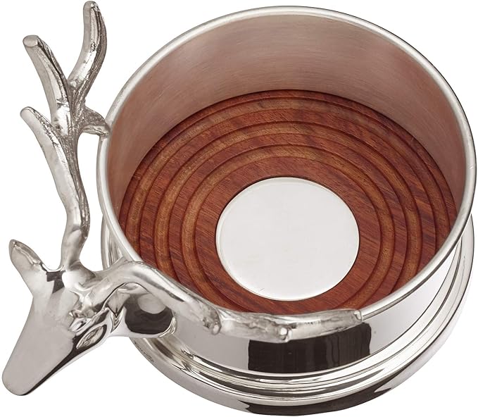 Vinbakke m/ hjort Ø 10 cm. - sølvplet.