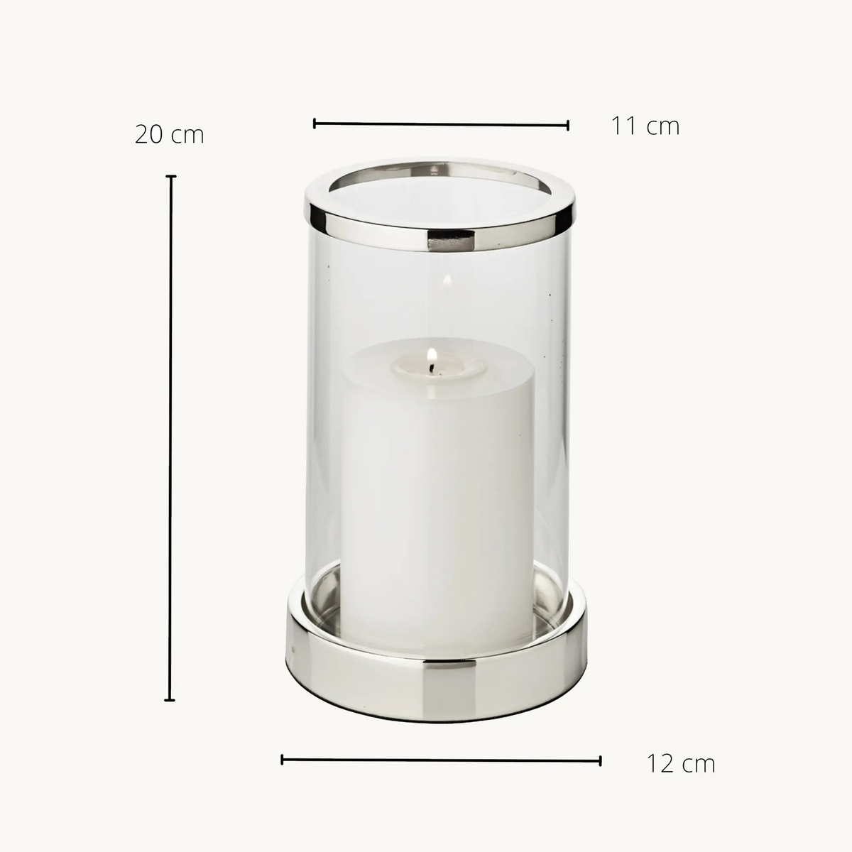 Hurricane Sanremo forsølvet med glas H. 20 cm