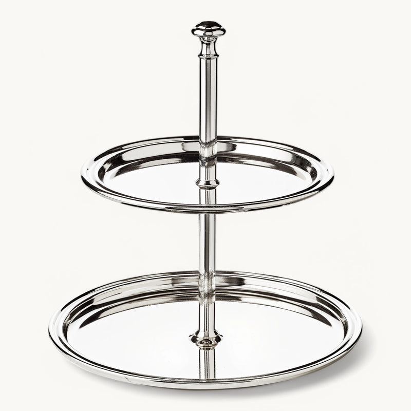 Etagere Thread i 2 etager forsølvet H. 22 cm