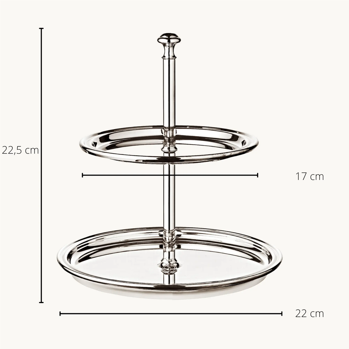 Etagere Thread i 2 etager forsølvet H. 22 cm