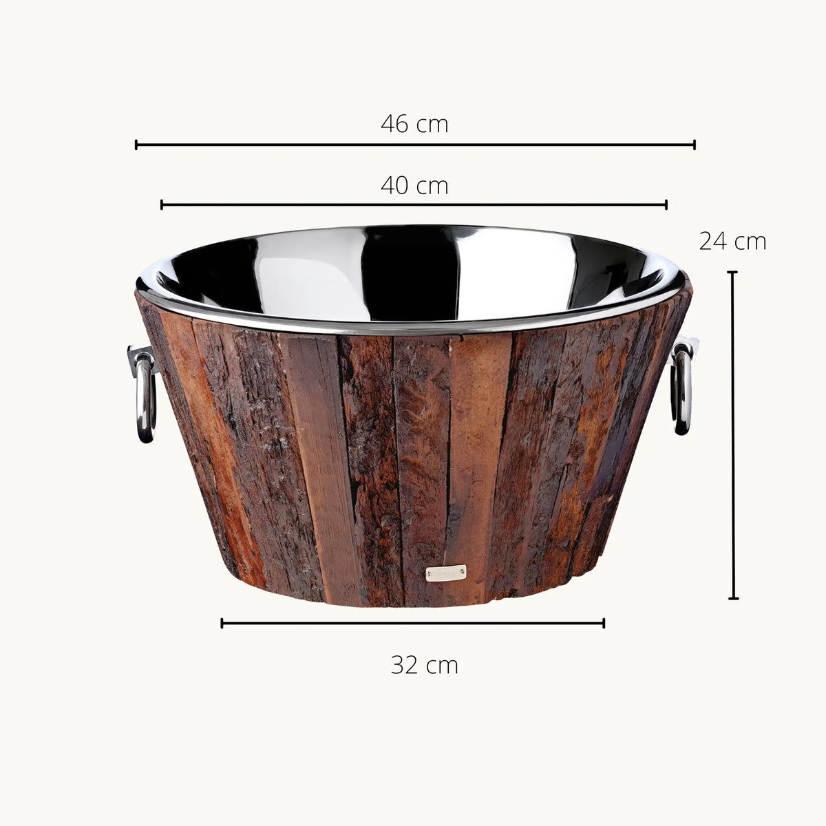 Vinkøler / Champagnekøler Montgomery i teak og stål Ø 47 cm