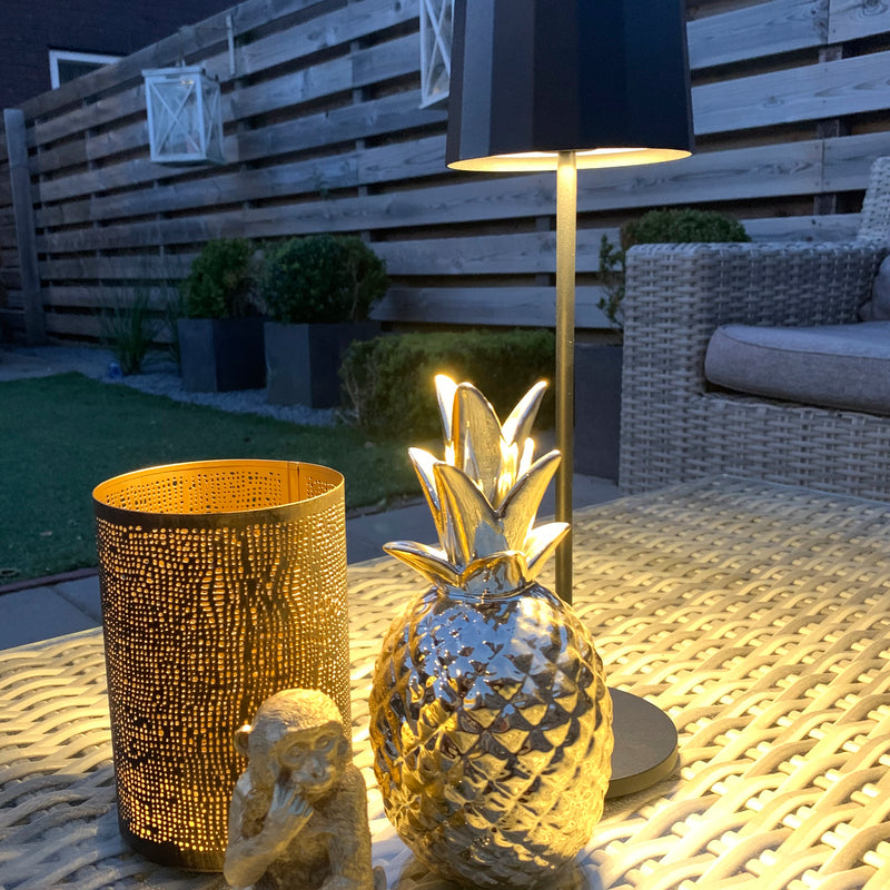 Bordlampe m/ LED lys Touch cobberbrun Hjd. 35 cm
