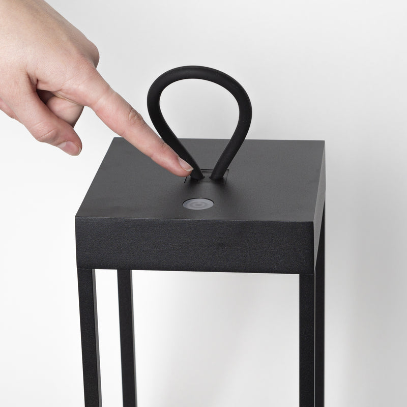 Lanterne m/ LED lys touch sort hjd. 30 cm genopladelig