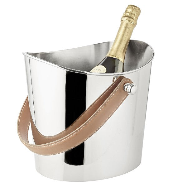 Vinkøler / Champagnekøler forsølvet m/ læderhank H. 23 cm
