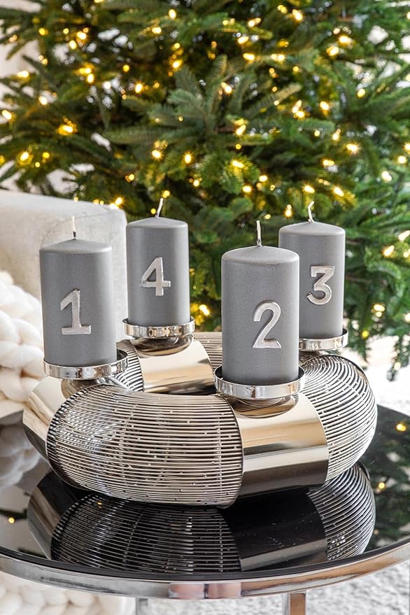 Candlepin advent s/4 tal i æske hjd.4 cm i nikkel