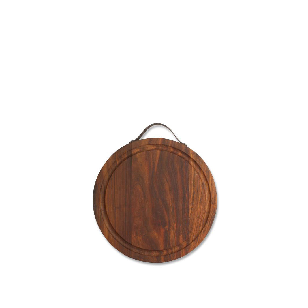 Skærebræt Butcher rundt m/ hank Ø32 cm mørkt Sheesham wood