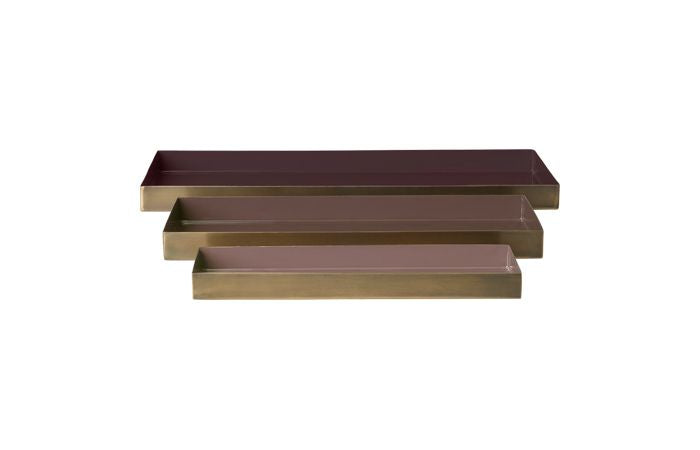 Stor, lakeret bakke i Grape m. messingkant - L50 cm