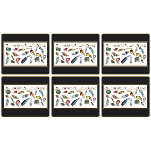 Placemats / Tablemats ´Feathers´ 6 stk. i æske 24 x 20 cm