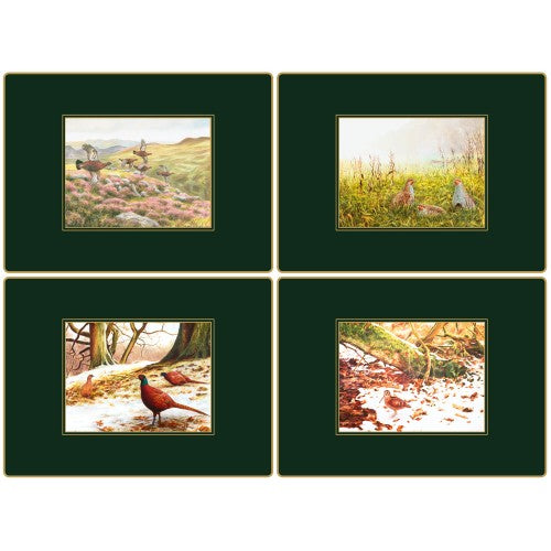 Placemats ´Game Birds´ Large 4 stk. i æske.