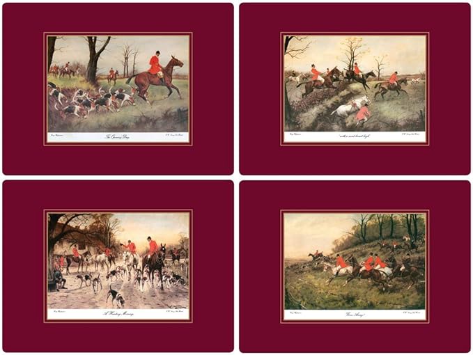 Placemats ´Hunting Scenes´ Large 4 stk. i æske.