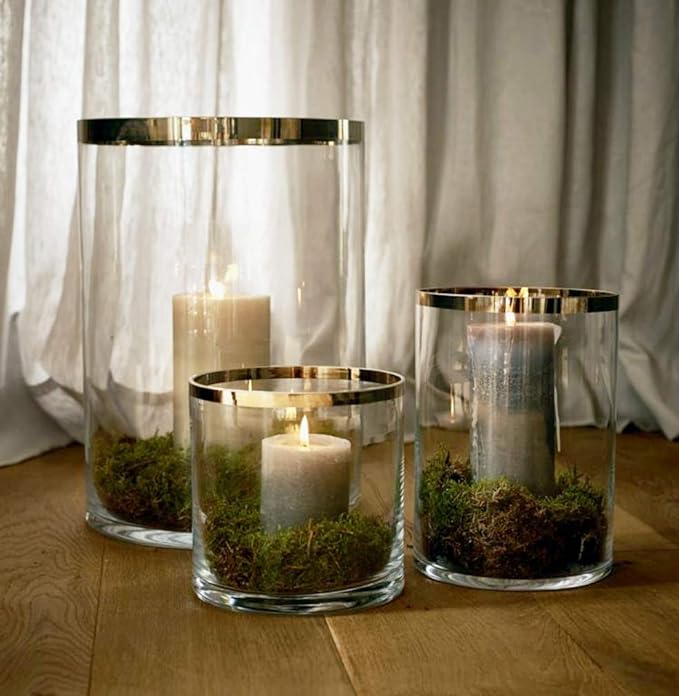 Hurricane glas med platin kant H. 18 cm