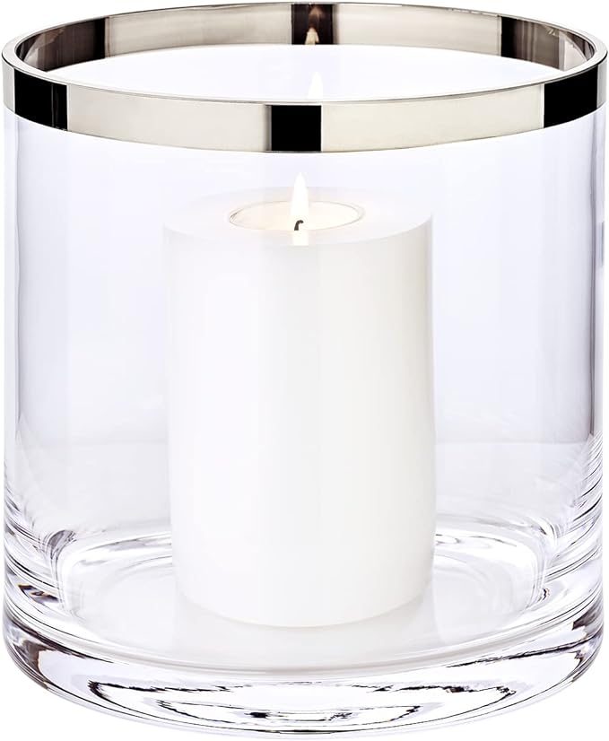 Hurricane glas med platin kant H. 18 cm
