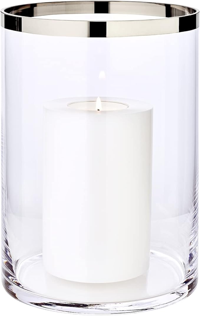 Hurricane glas med platin kant H. 25 cm