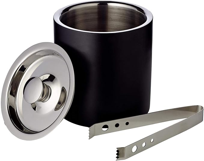 Isspand sort Pearl - Ice Bucket med tang H. 16 cm