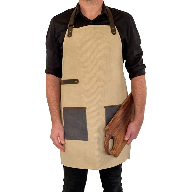 Forklæde canvas, beige