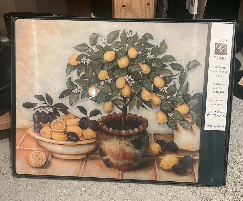Placemats ´Lemon Tree´ Large 4 stk. i æske.