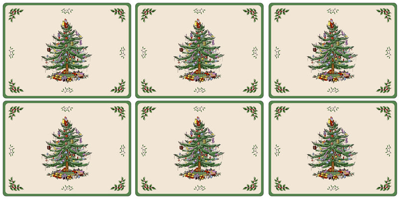 Placemats ´Christmas Tree´ 30 x 23 cm MELLEM - 6 stk. i æske