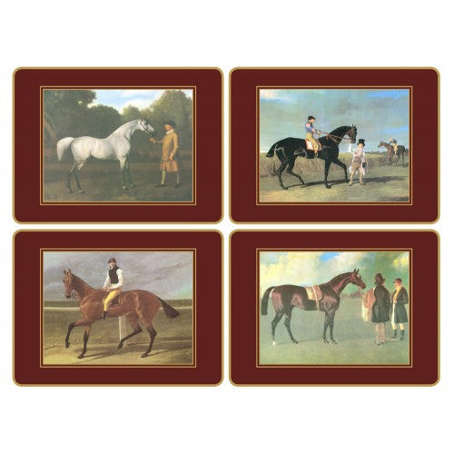 Placemats ´Racehorses´ Large 4 stk. i æske.