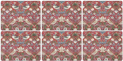 Placemats ´Strawberry Thief Red´ Mellem 30*23 cm, 6 stk. i æske