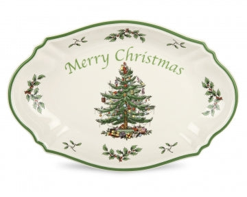 Skål - Merry christmas tray - Dybt fad. L. 28 cm.