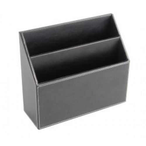 Brev holder / Stationery Rack sort læder Hjd. 22 cm