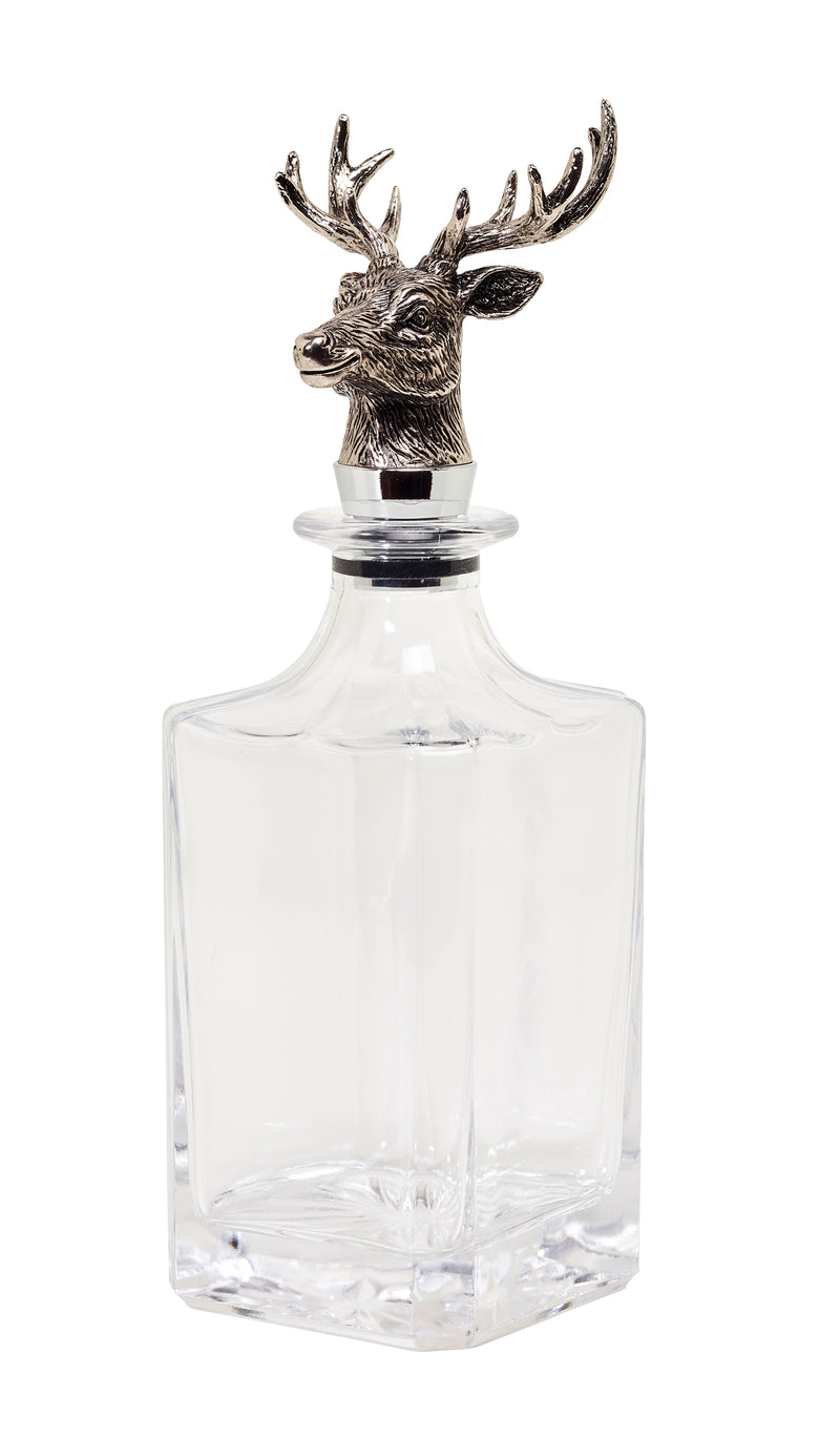 Glas Decanter / Karafel med hjorte prop hjd. 26 cm