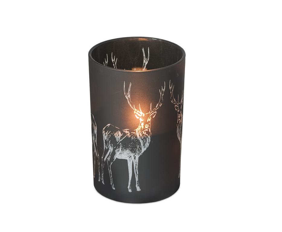 Hurricane med hjortemotiv glas Hjd. 18 cm