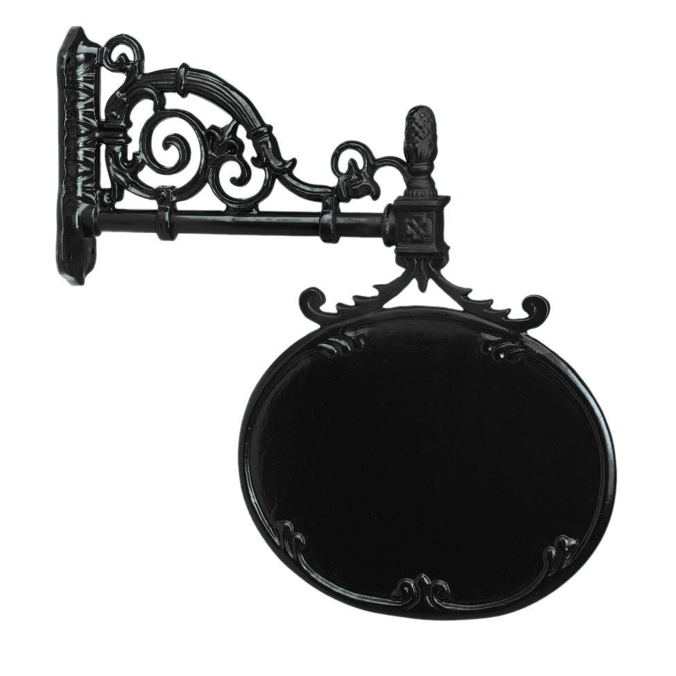 Facadeskilt ovalt, 83 x 73 cm (50 x 48 cm) i sort