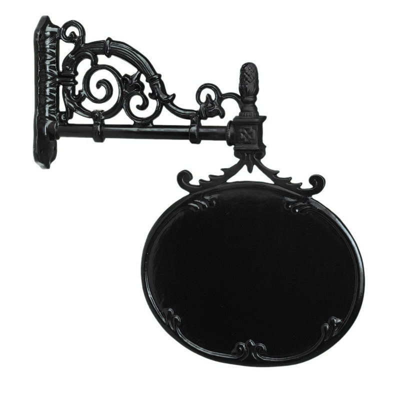 Facadeskilt ovalt, 83 x 73 cm (50 x 48 cm) i sort