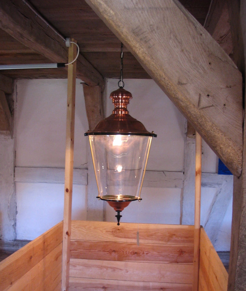 K1 kobberlampe hængende i kæde, 88 cm