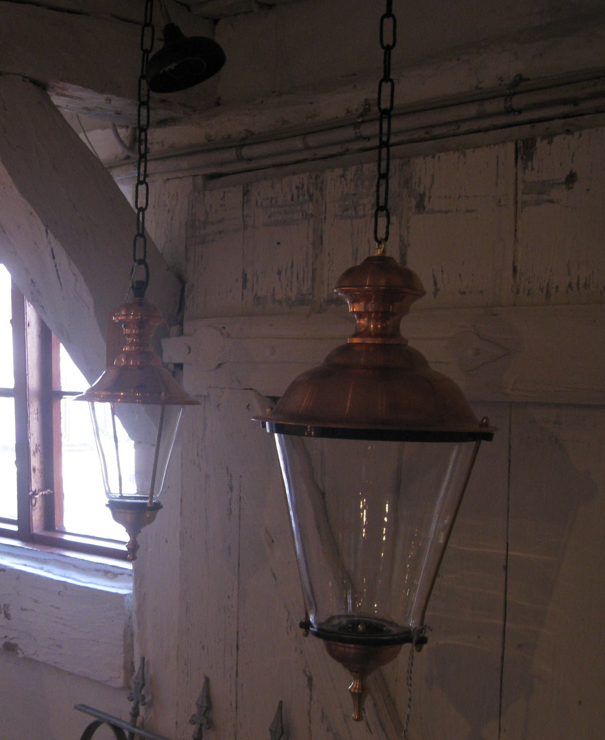 K2a kobberlampe hængende i kæde, 68 cm