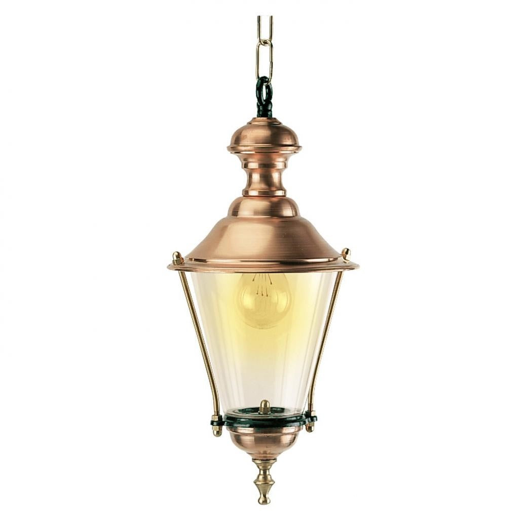 M29 kobberlampe hængende i kæde, 39 cm i mørkegrøn