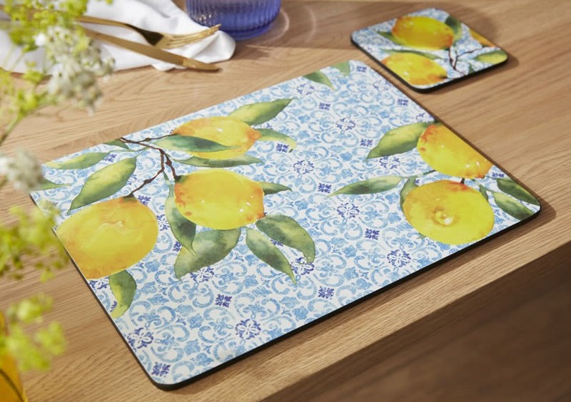 Placemats ´Amalfi Lemons´ Large 4 stk i æske