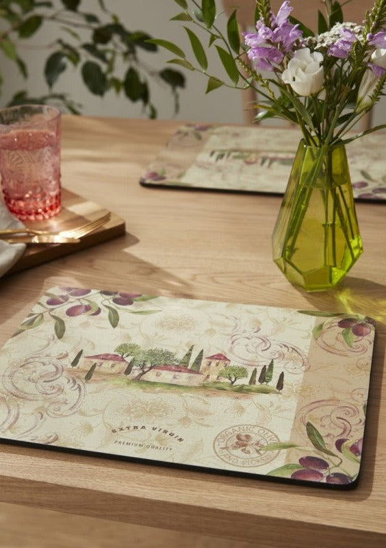 Placemats ´Olive Orchard´ Large 4 stk i æske