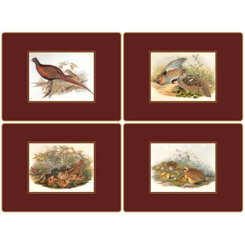 Placemats ´Gould Game Bird´- Large 4 stk. i æske.