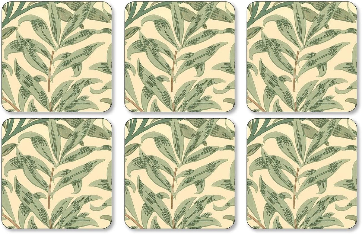 Coasters ´Willow Bough Green´ 10,5 x 10,5 - 6 stk. i æske