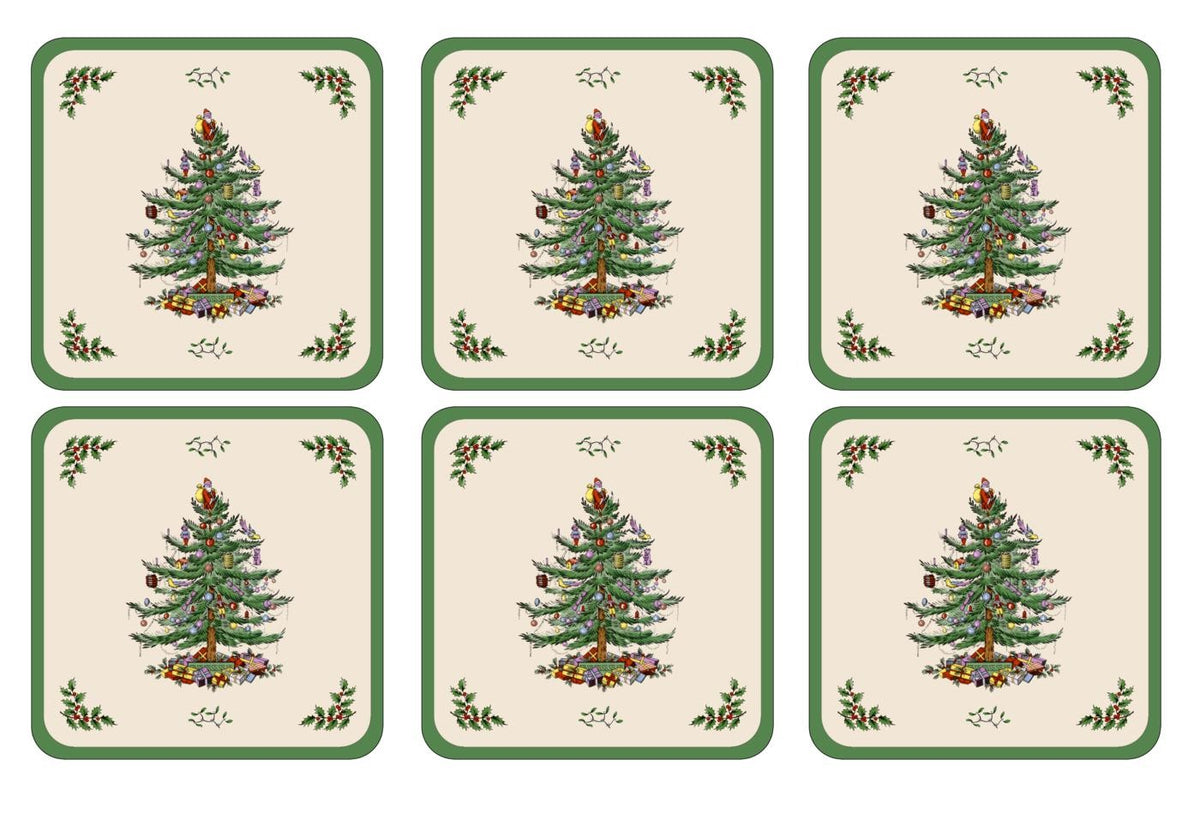 Coasters ´Christmas Tree´ 10,5 x 10,5 - 6 stk. i æske