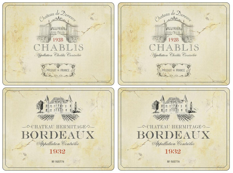 Placemats ´Vin de France´ Large 4 stk. i æske.