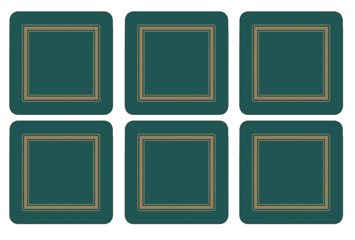 Coasters ´Classic Emerald Green´ 10,5 x 10,5 - 6 stk. i æske