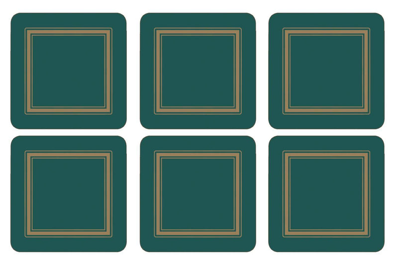 Coasters ´Classic Emerald Green´ 10,5 x 10,5 - 6 stk. i æske