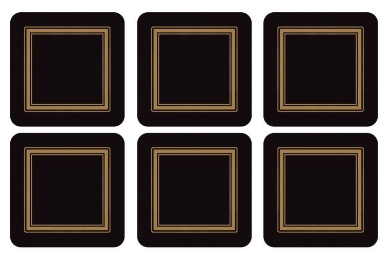 Coasters ´Classic Black´ 10,5 x 10,5 - 6 stk. i æske