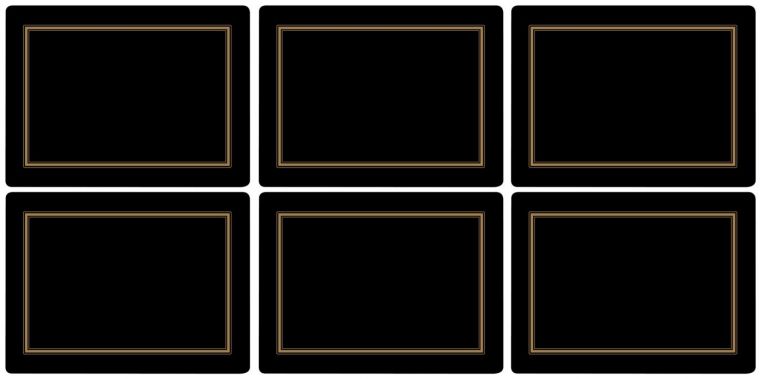 Placemats ´Black Classic´ sorte 30x23 cm , Mellem 6 stk i æske.