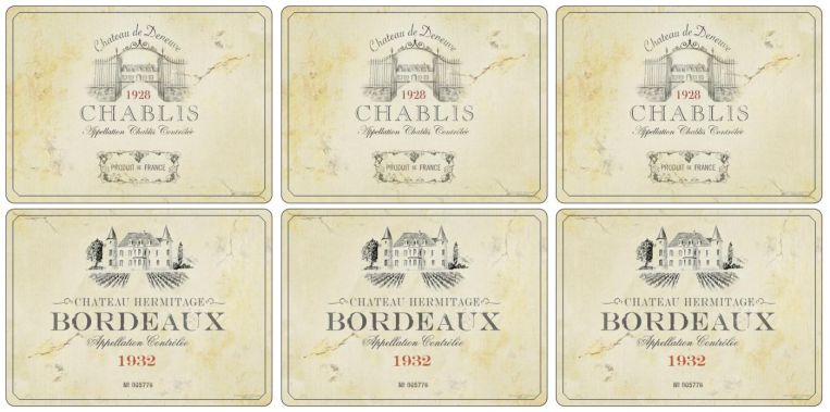 Placemats ´Vin de France´ Mellem 30*23 cm, 6 stk. i æske