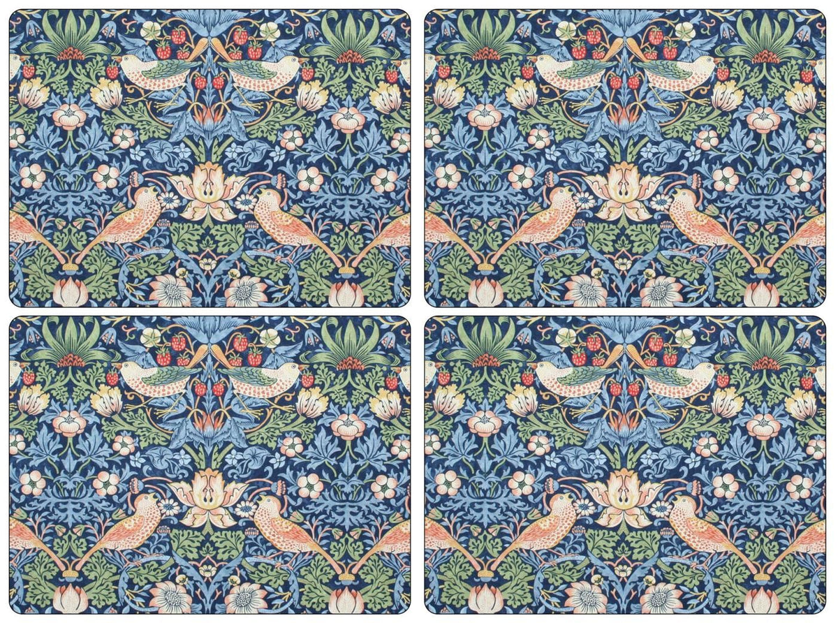 Placemats ´Strawberry Thief Blue´ Large 4 stk. i æske.