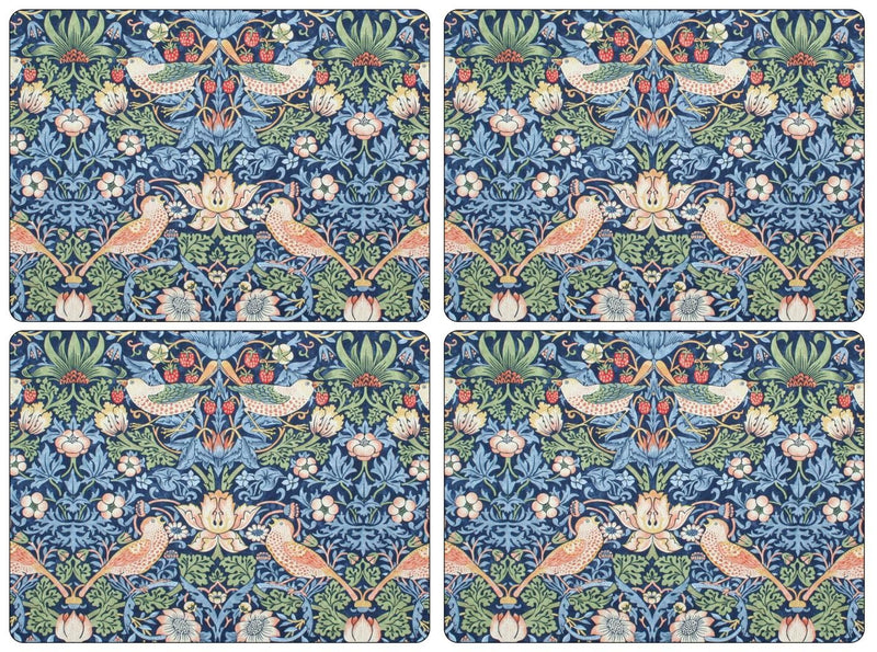 Placemats ´Strawberry Thief Blue´ Large 4 stk. i æske.